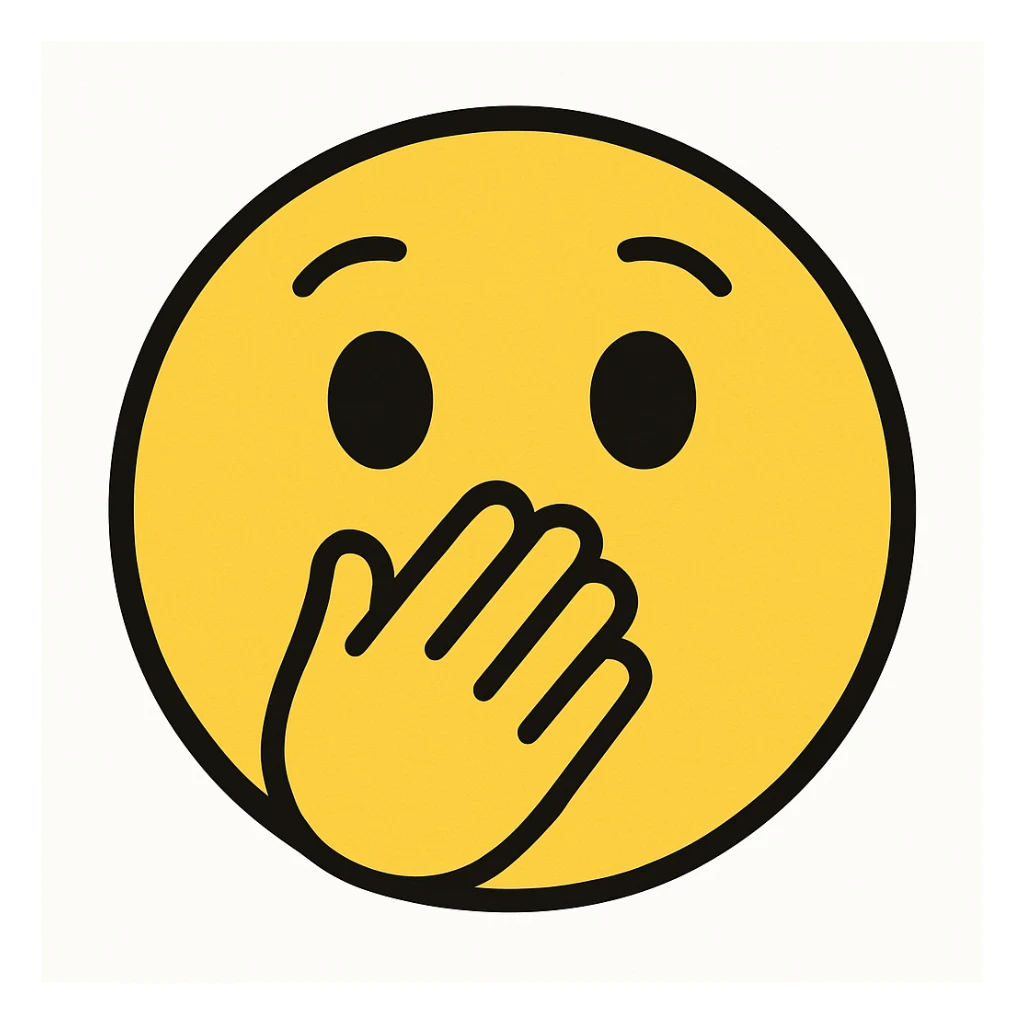 yellow face with hand over mouth sticker