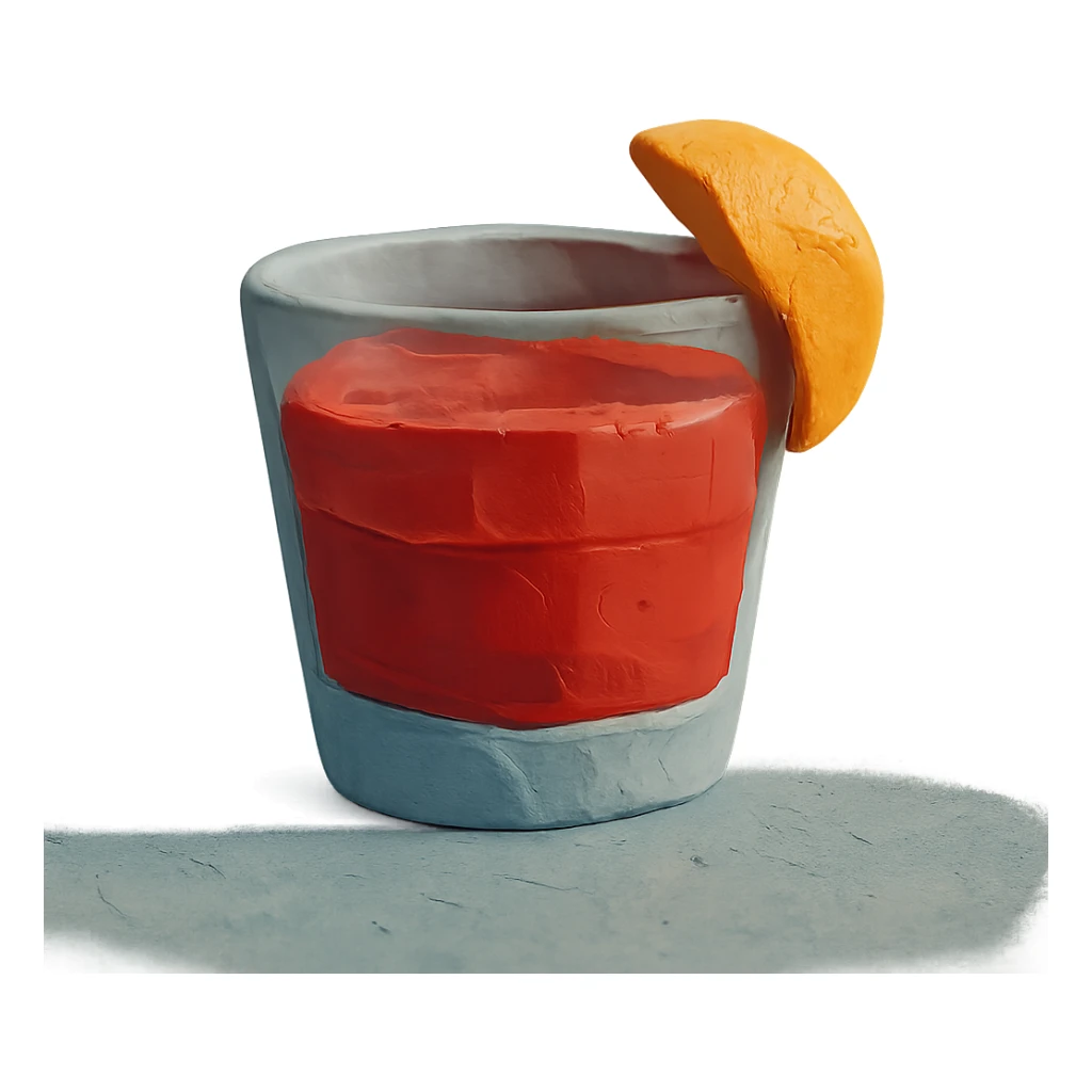 negroni cocktail glass with pastel colors and orange peel sticker