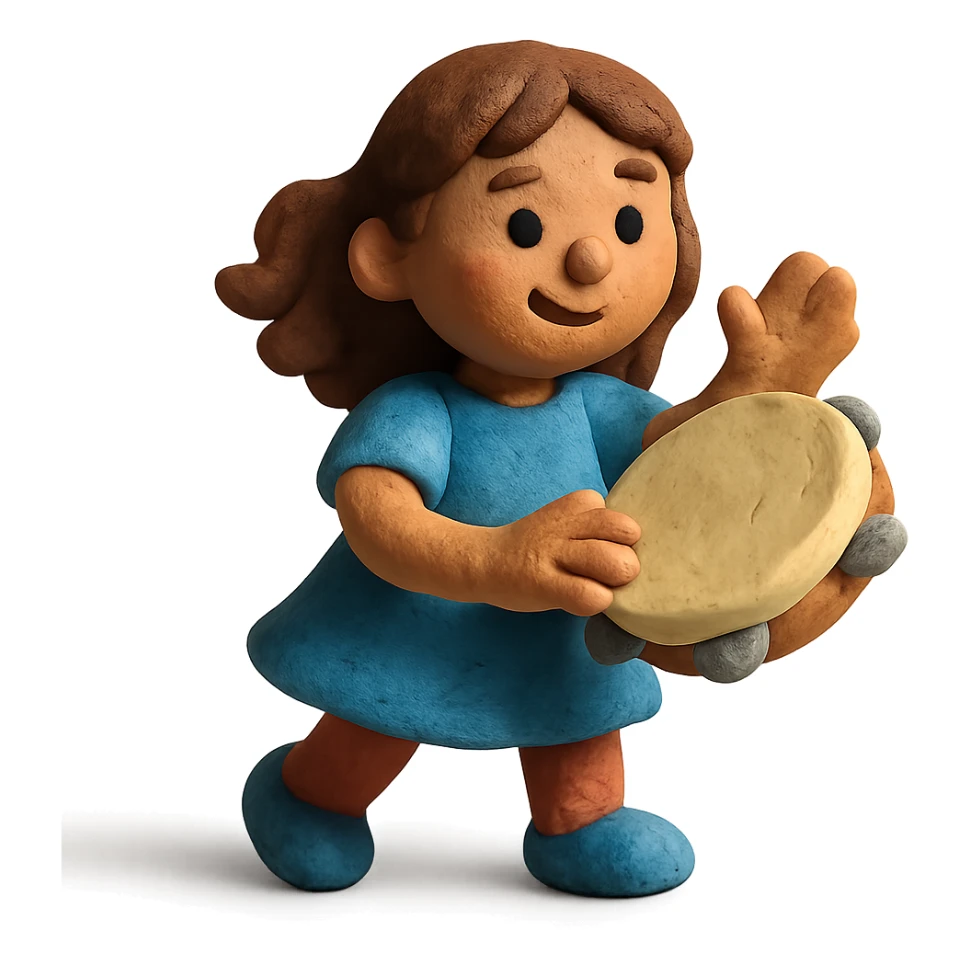 ragazza castana che gioca a tamburello sticker