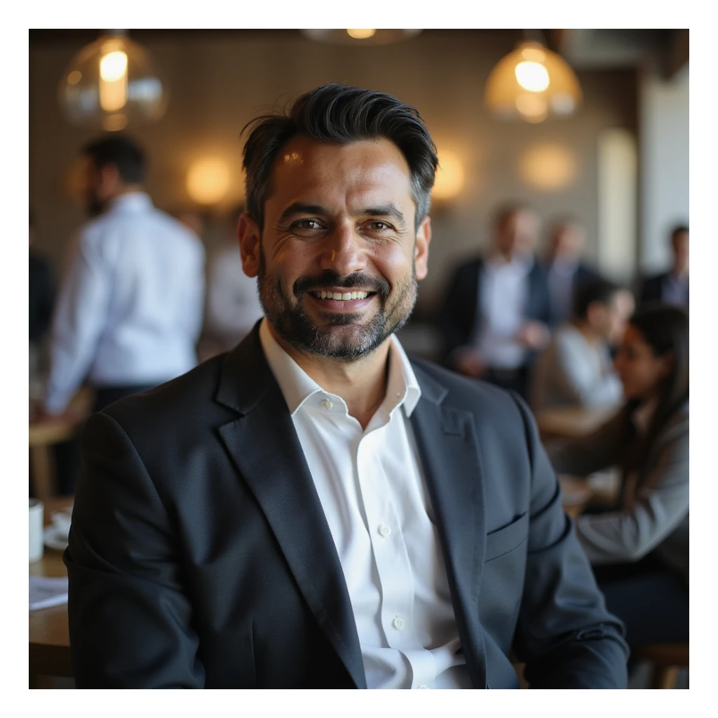 indian businessman encouraging customers sticker