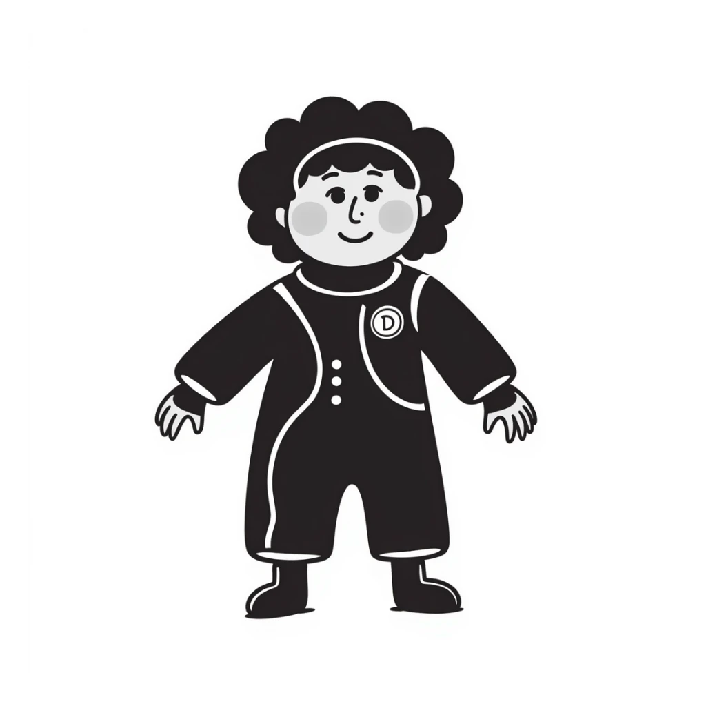 Cabbage Patch Kid in Tron suit with glowing neon visor and bracelets, 80's retro sci-fi style sticker