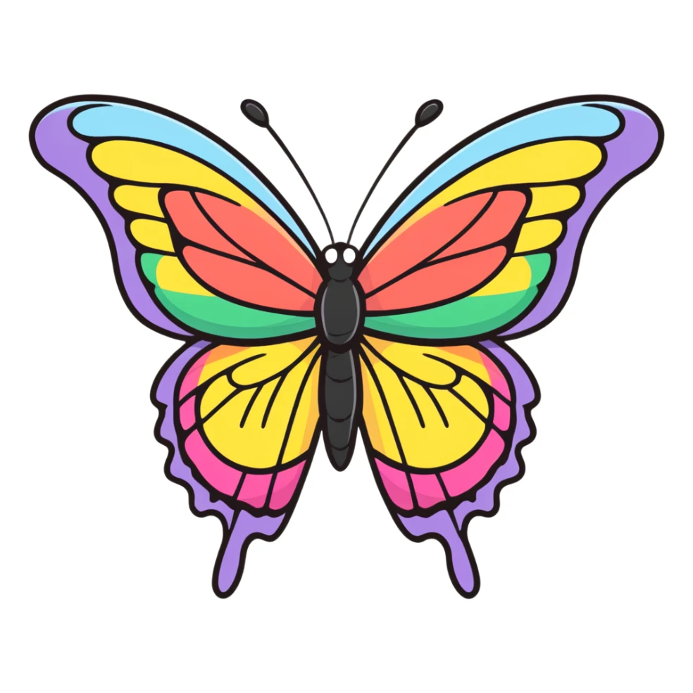  butterfly with rainbow detailed wings sticker
