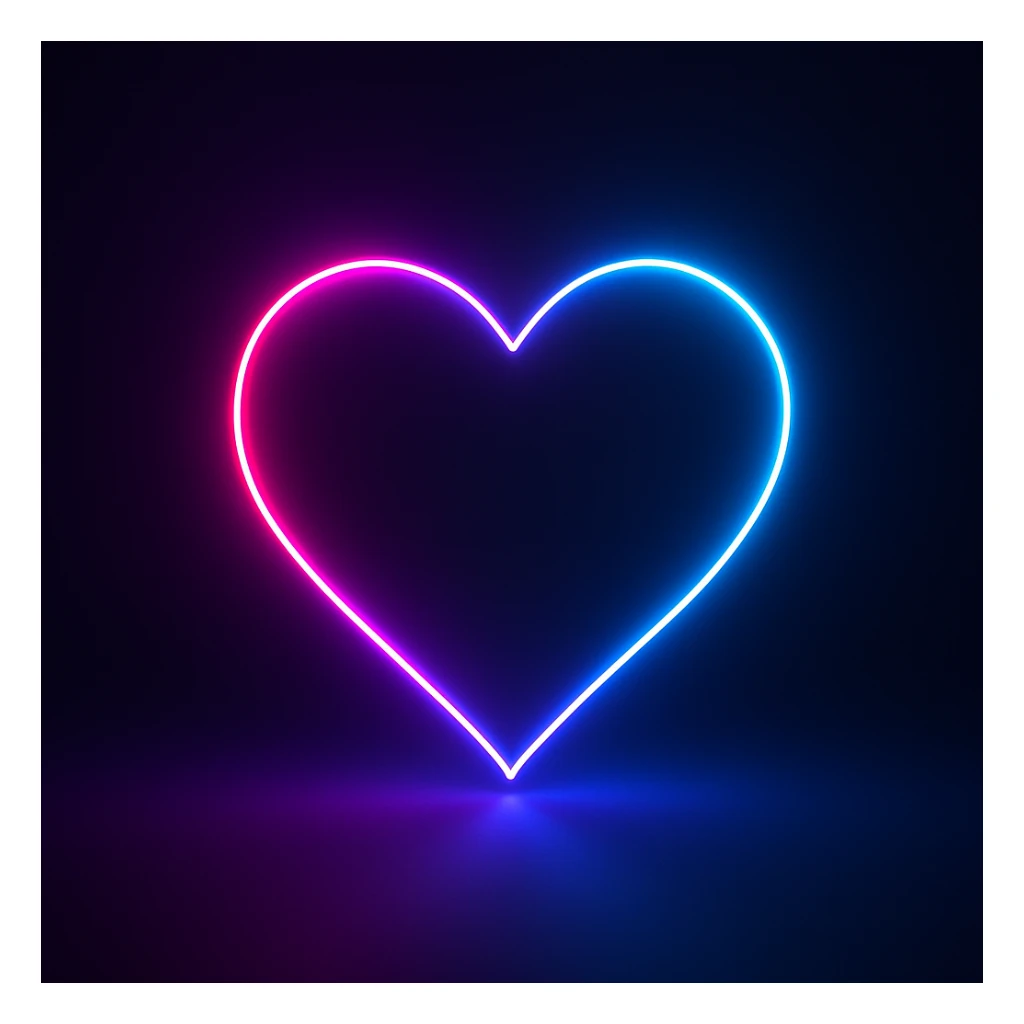 heart with a glowing neon outline sticker