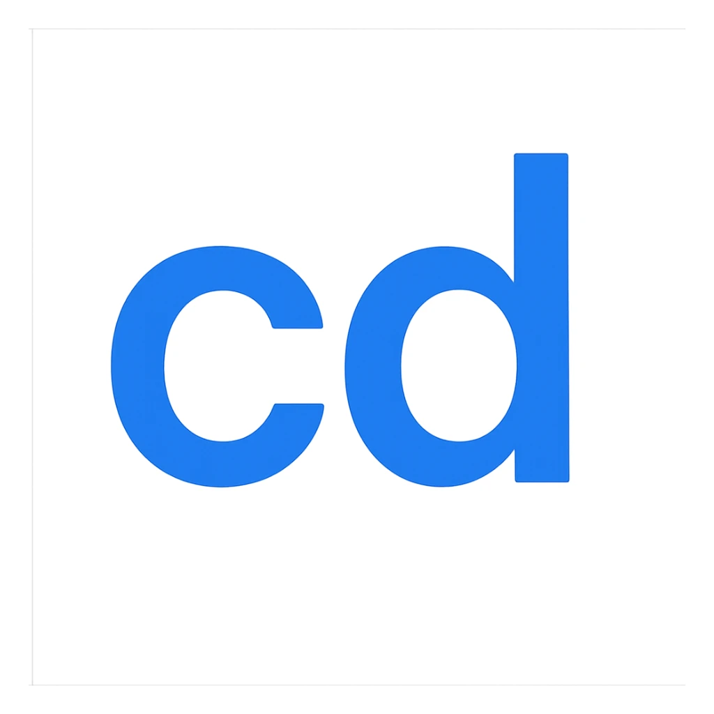 letters 'cd' in bold modern style blue color sticker