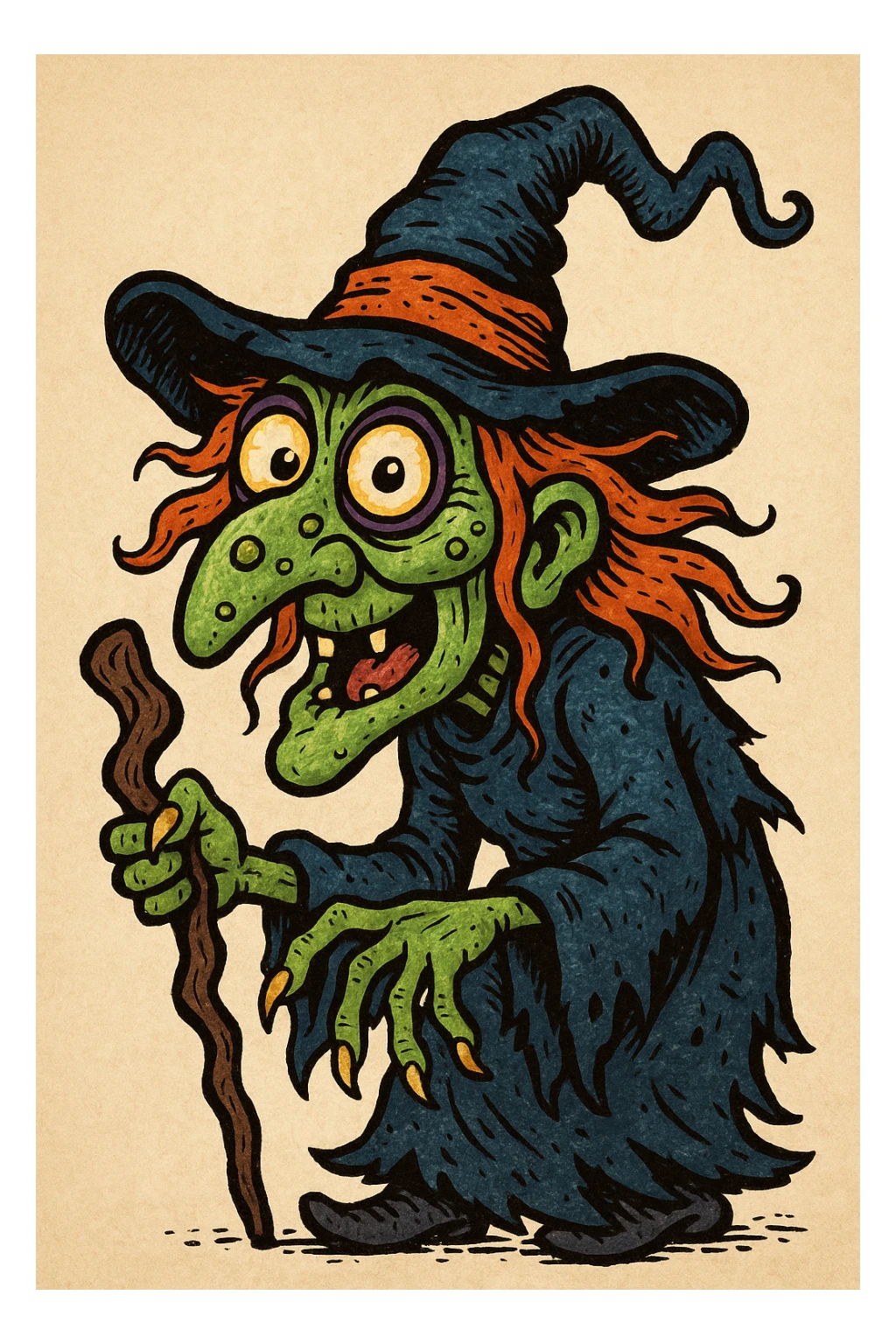 ugly witch with a big nose and big eyes, distinct style 3 sticker