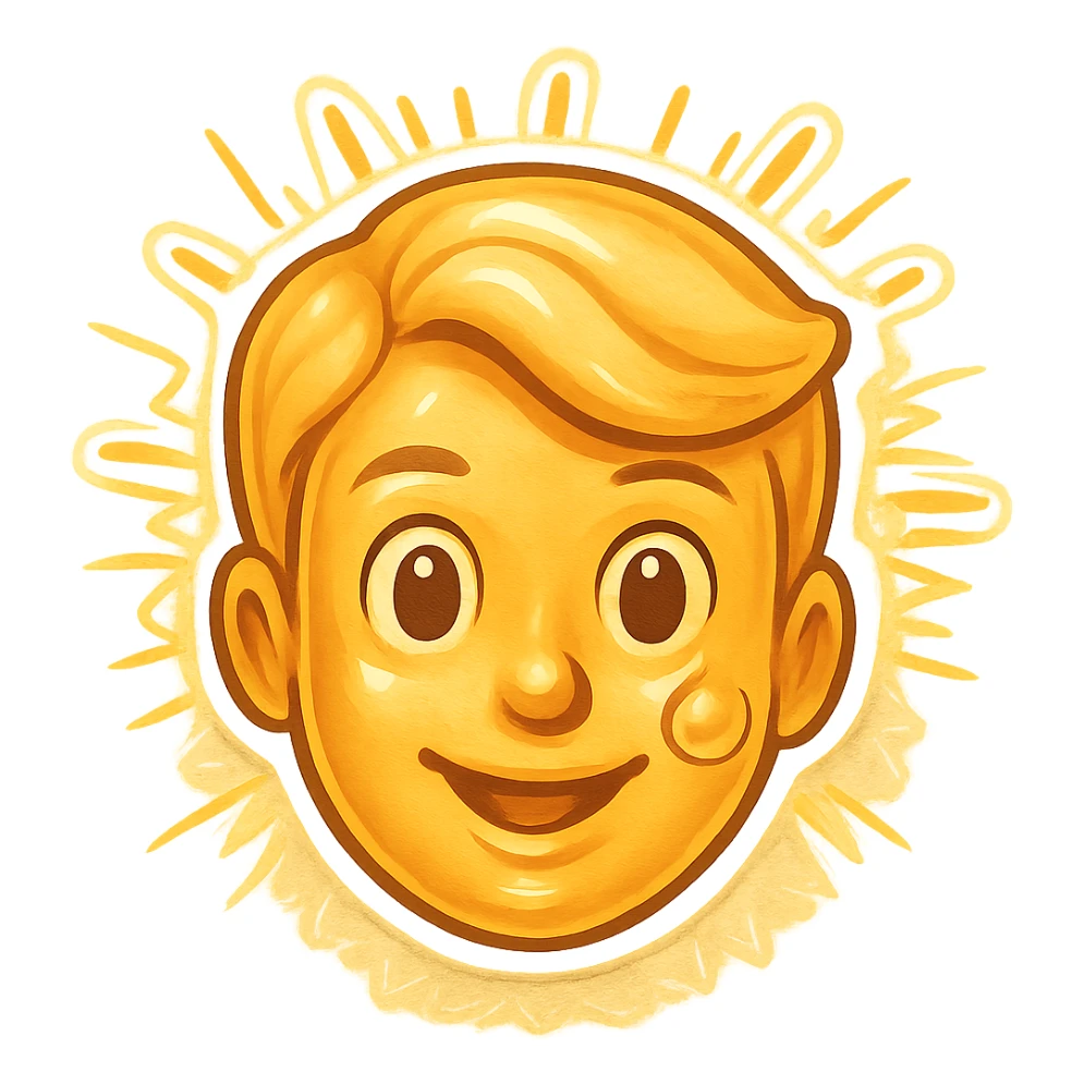 Make the character more round and closely resemble the classic yellow emoji face, keep the telepathic brain powers and glowing effect, no text, no background. sticker