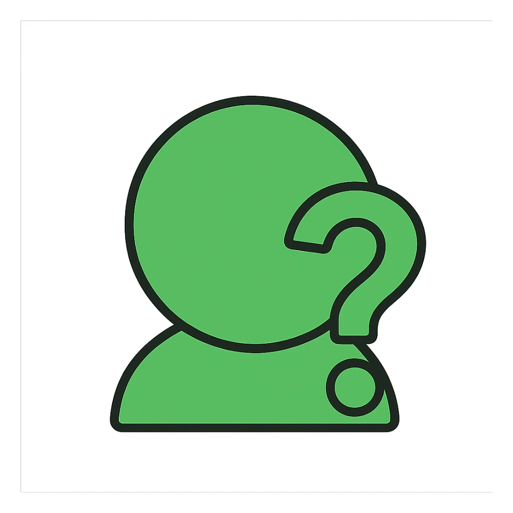 minimal image placeholder emoji icon with green color and a question mark overlay sticker