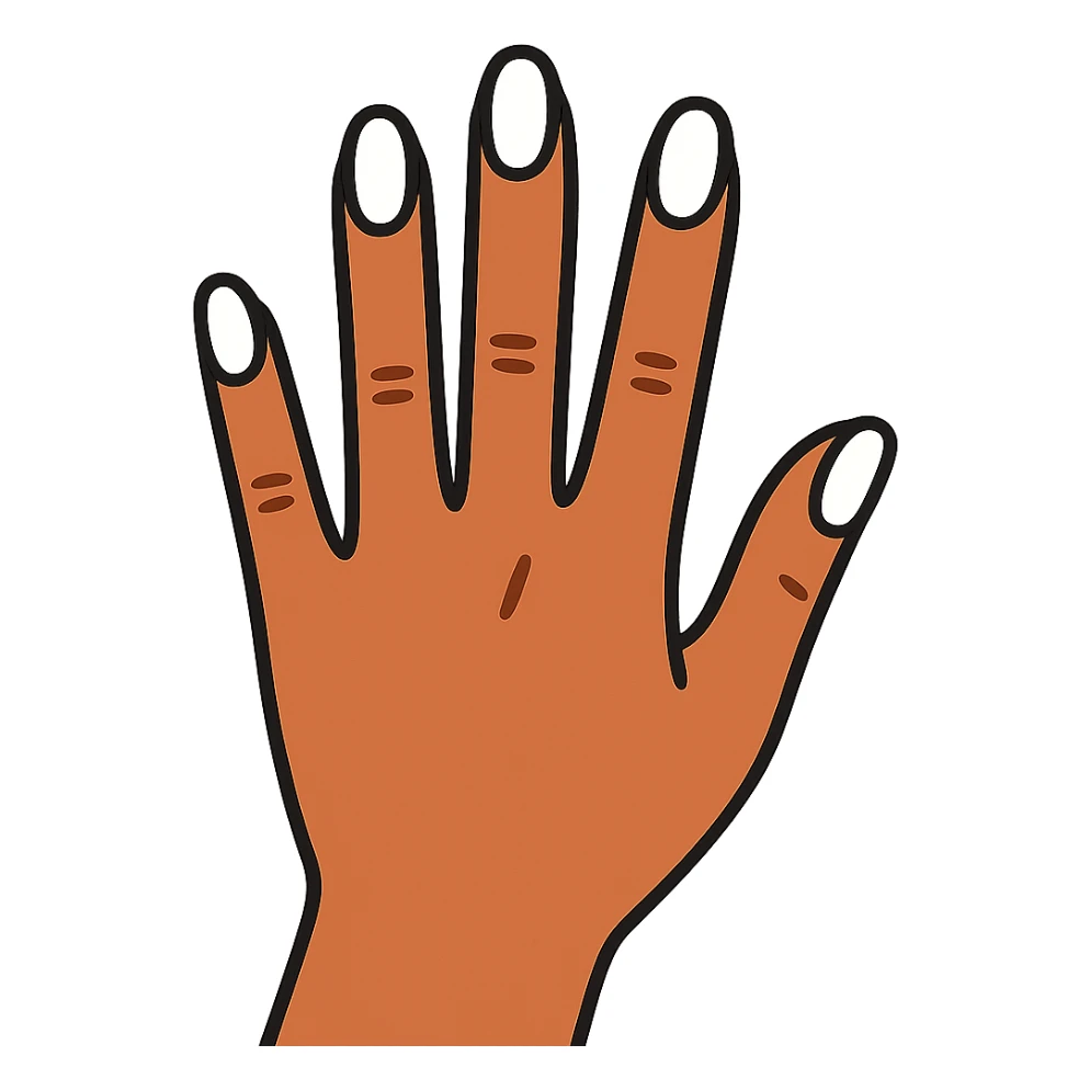 beautiful realistic female hand with five fingers and white manicure sticker