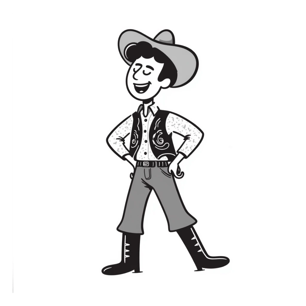 A laughing cowboy in the style of Red Dead Redemption 2 sticker