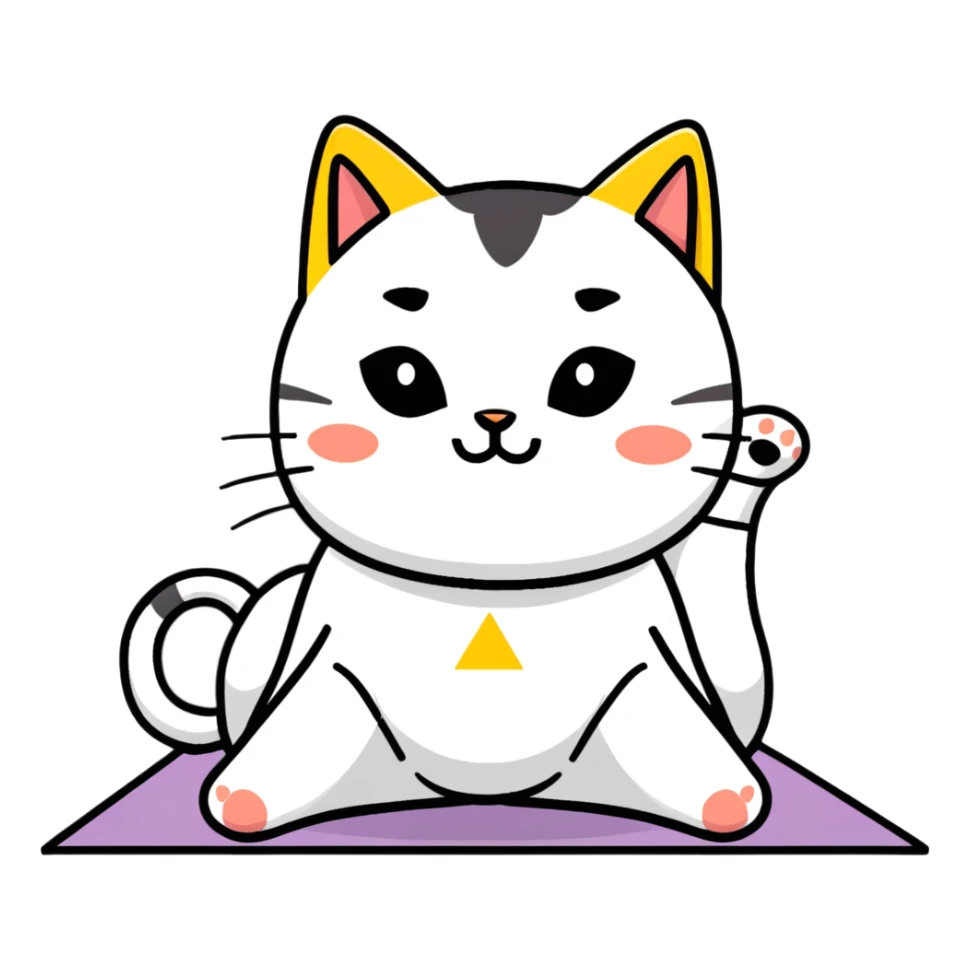 cat in downward dog yoga pose, triangle pose with raised hips sticker