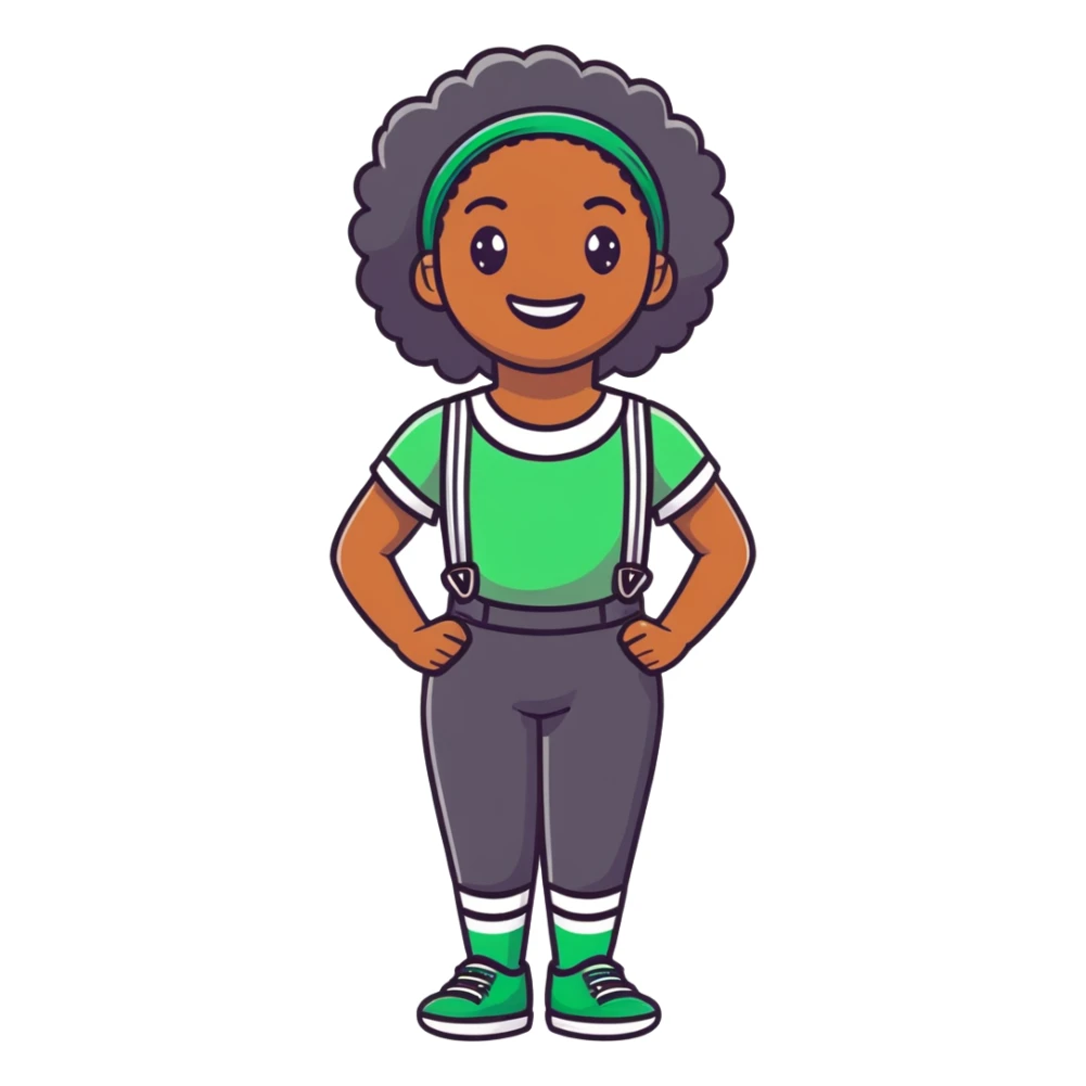 black girl with green braces on her teeth smiling sticker