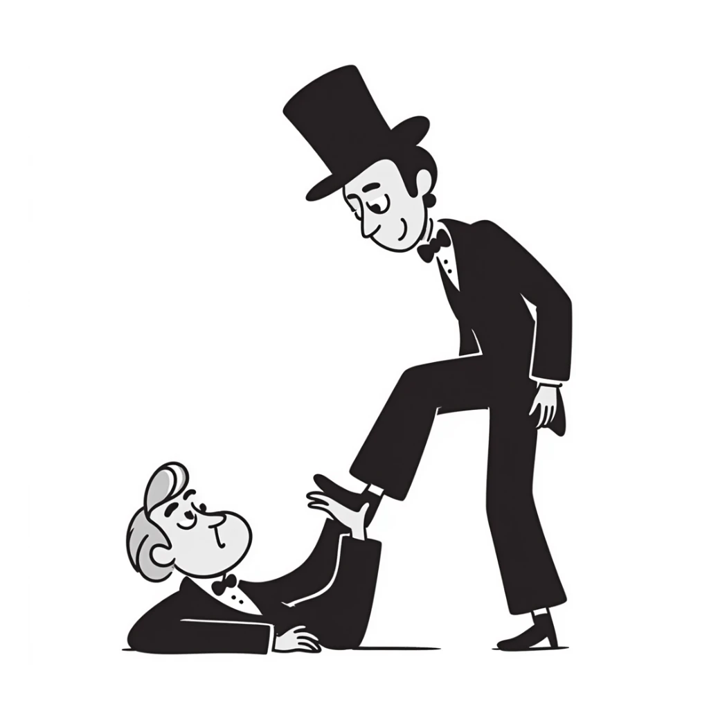 hand-drawn doodle style Abraham Lincoln stepping on Stephen Douglas sticker