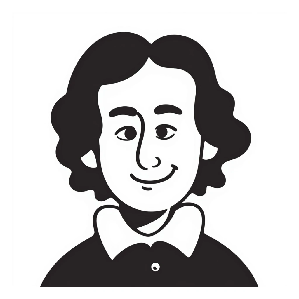 a hand drawn black outline portrait of philosopher Montaigne with similar-sized eyes based a famous portrait of him sticker