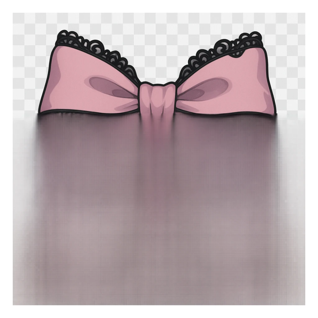 pink gothic bow with black lace trim and heart charm, remove background sticker