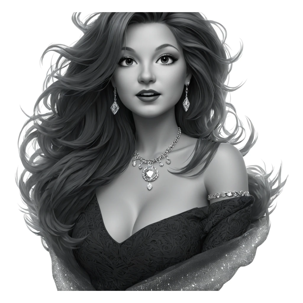 monochrome girl with jewelry sticker