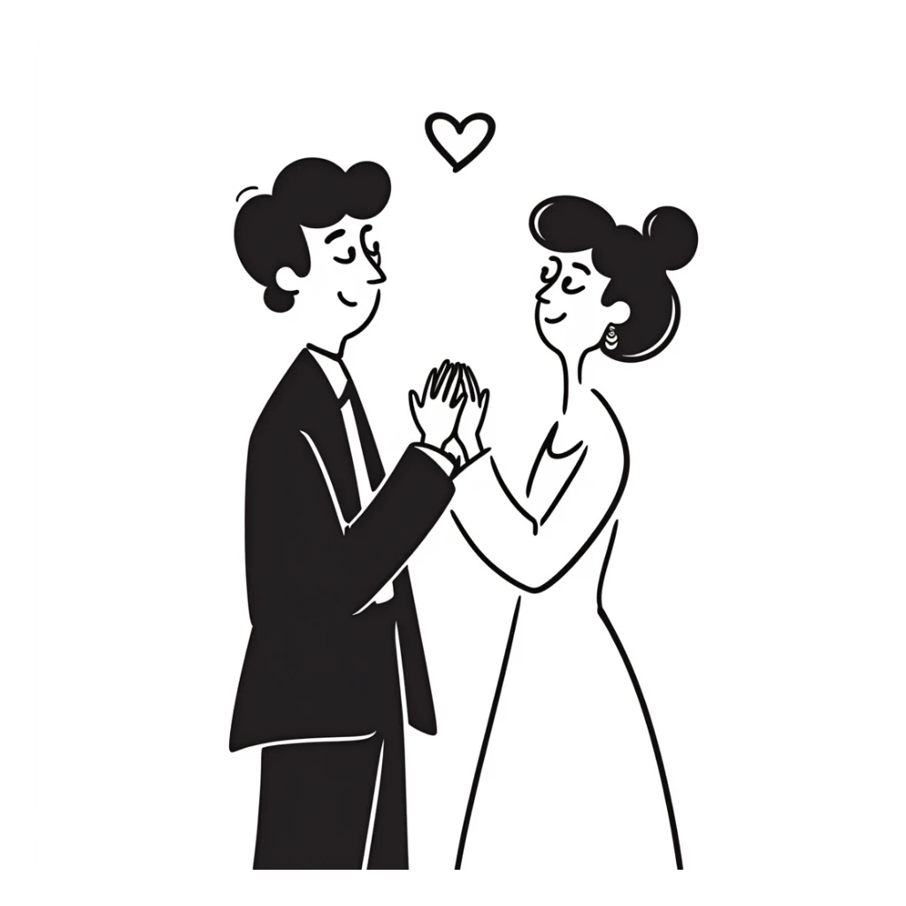 husband and wife together, wedding rings sticker