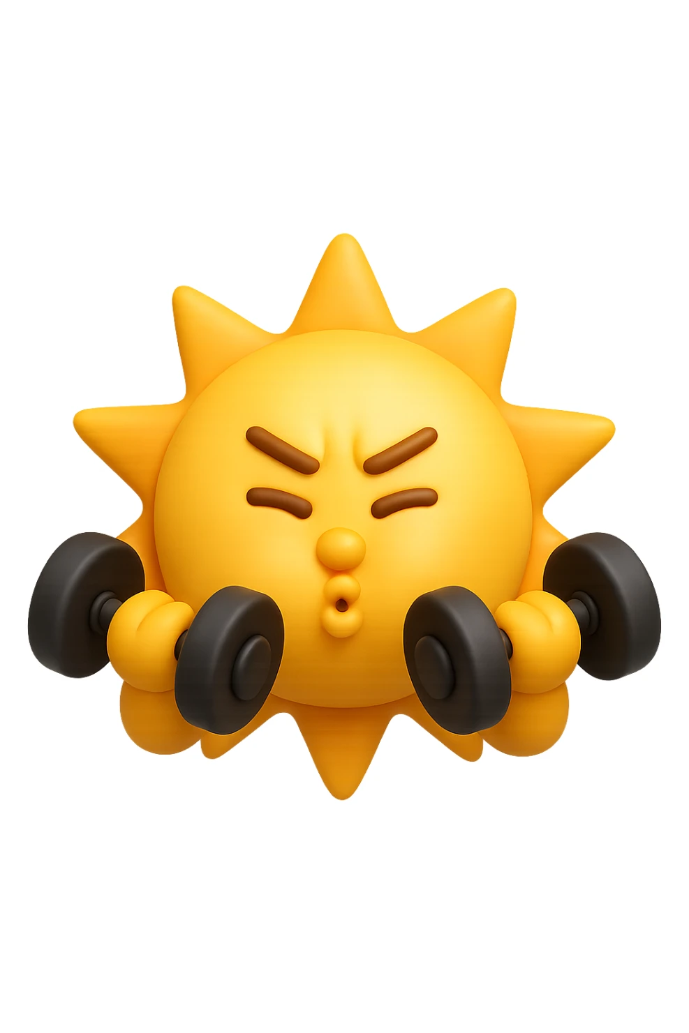 emoji stile iphone 3d di un sole che si allena con i pesi sticker