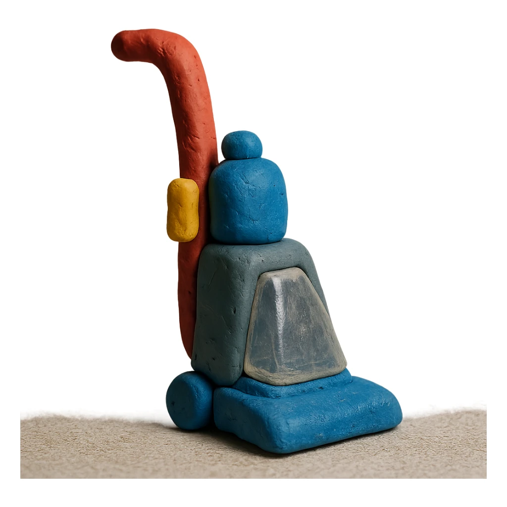 claymation style carpet shampooer, detailed sticker