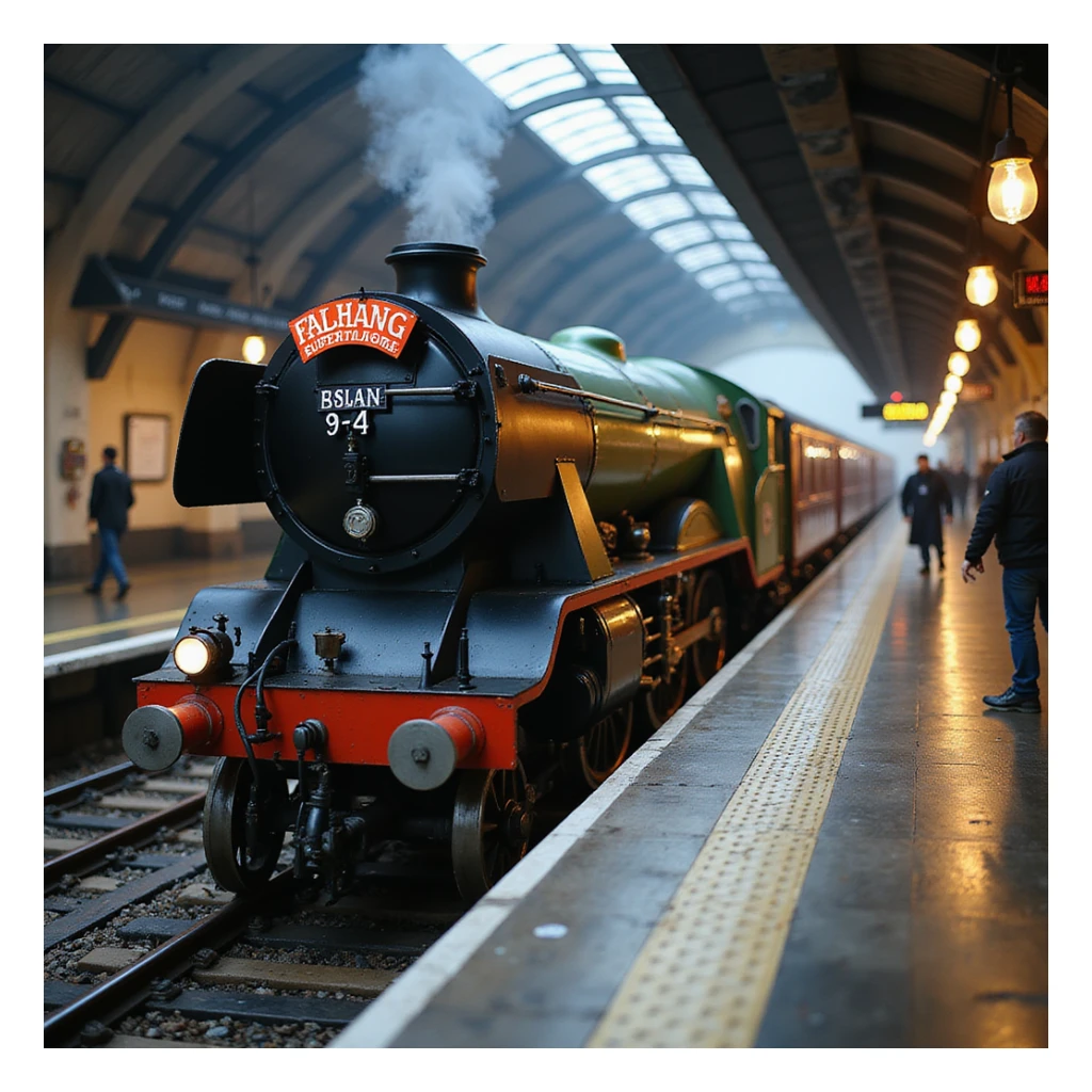 Platform 9 3/4 with the Hogwarts Express, photorealistic style, Harry Potter series sticker