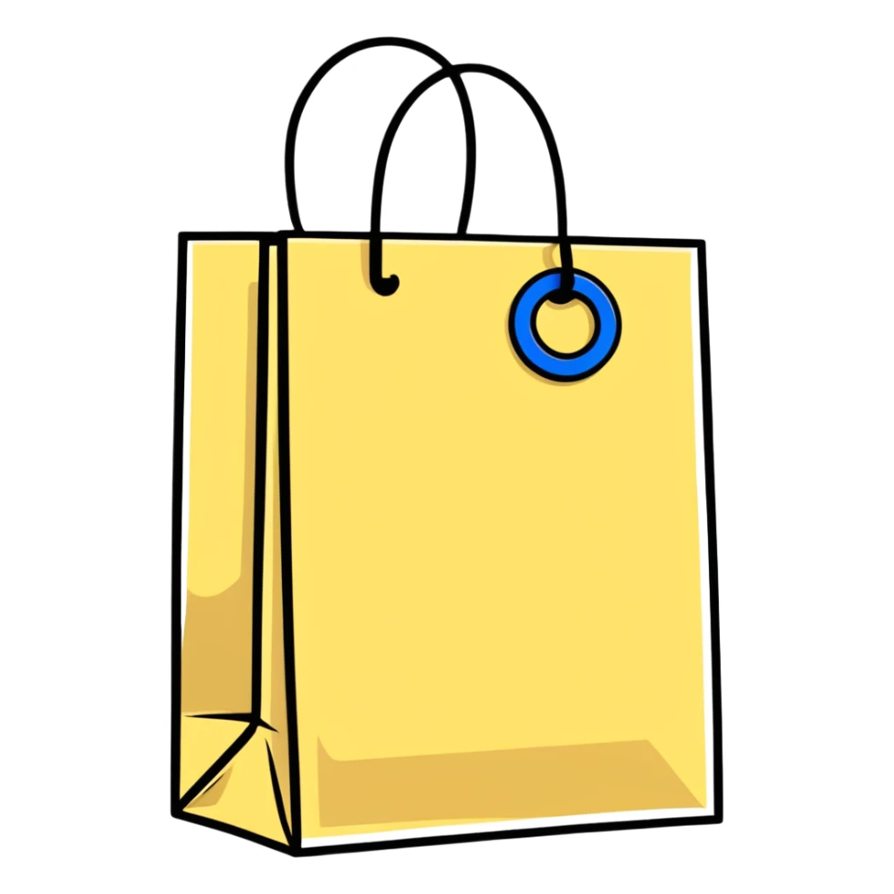 shopping bag with discount tag sticker