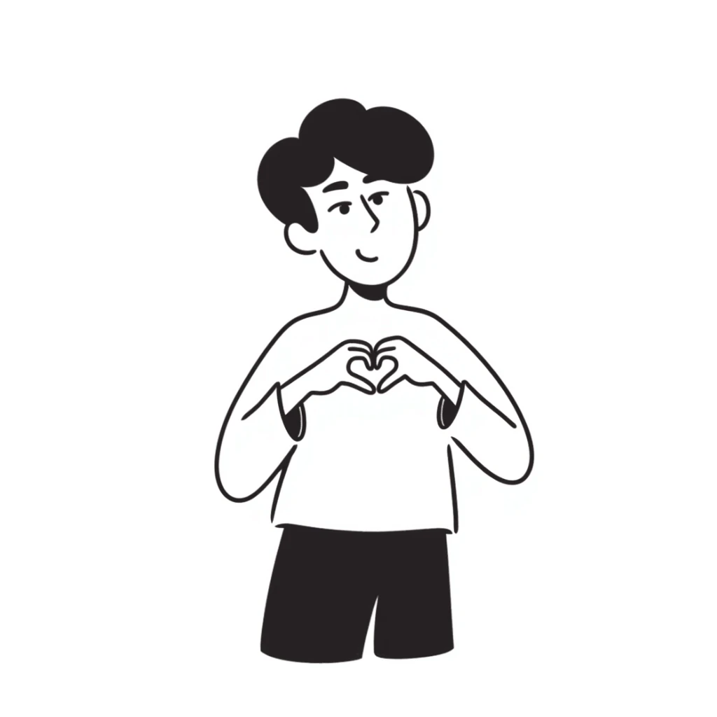 Hand making Korean finger heart gesture, small heart shape formed with thumb and index finger sticker