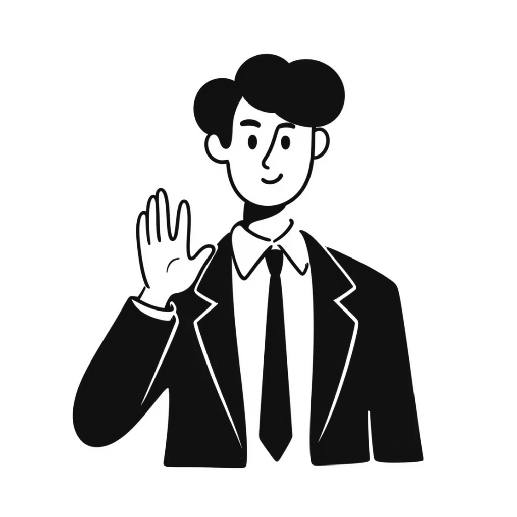 man in a suit raising his hand sticker