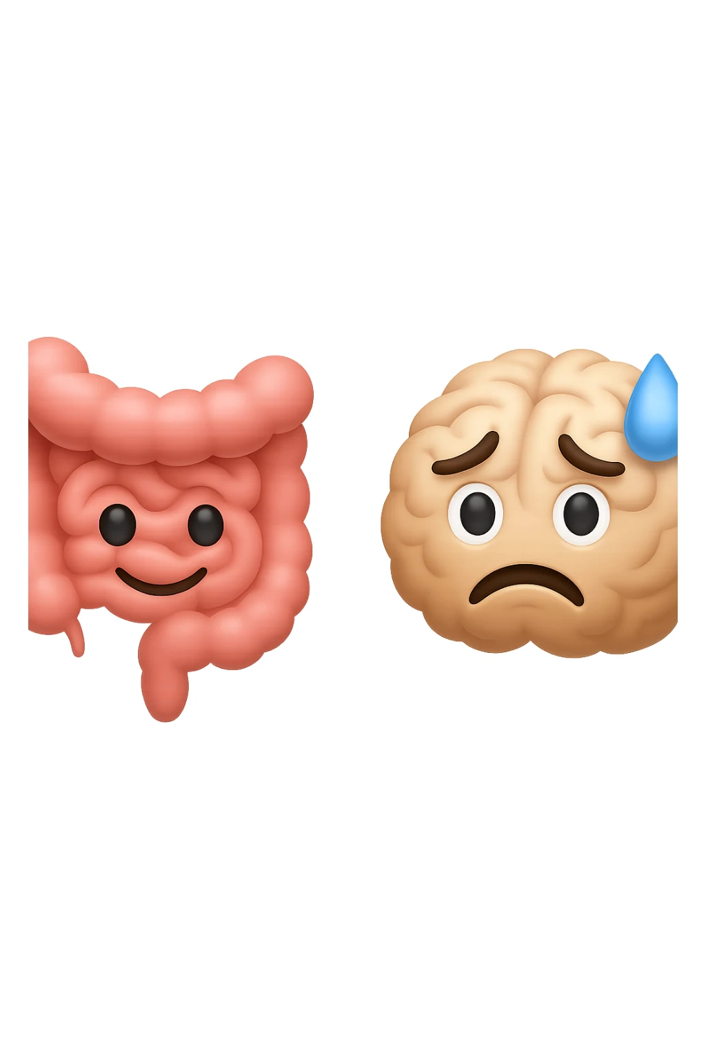 emoji 3d stile iphone di intestino e cervello stressato 3d sticker