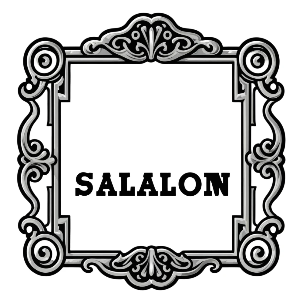 connected BLK letters in western saloon font style with silver outline, transparent background, old west typography, black text with ornate silver frame sticker
