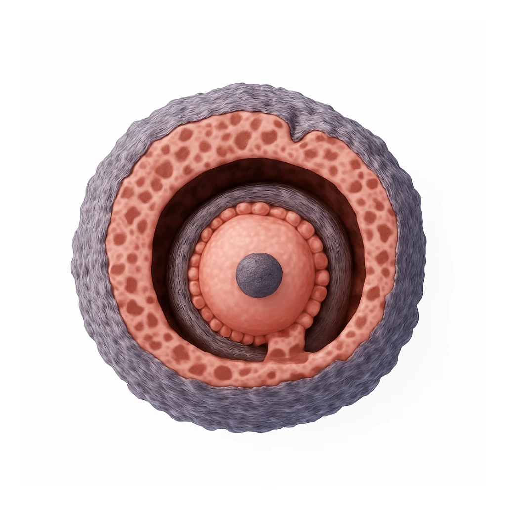 Remove all the colored arrows at the top from the hyperrealistic 4K image of the cell, keeping only the detailed cell structure on a white background. Maintain the hyperrealistic style and clarity of the cell structure. sticker