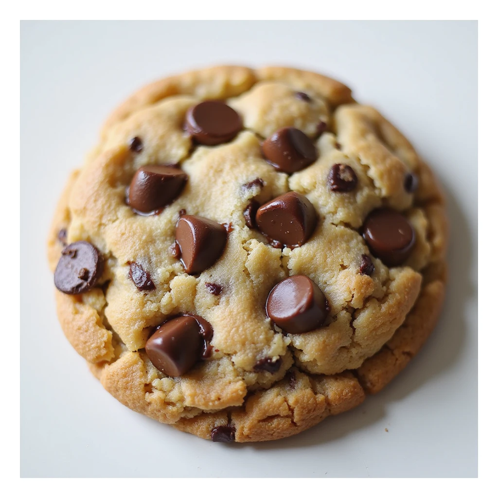 realistic chocolate chip cookie, photorealistic style sticker