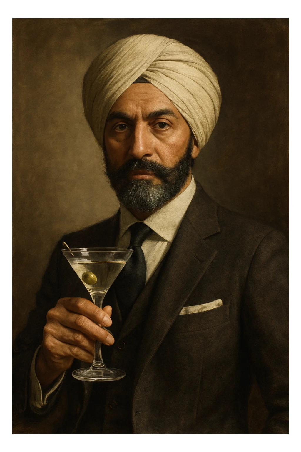 A man with a turban holding a glass of martini sticker