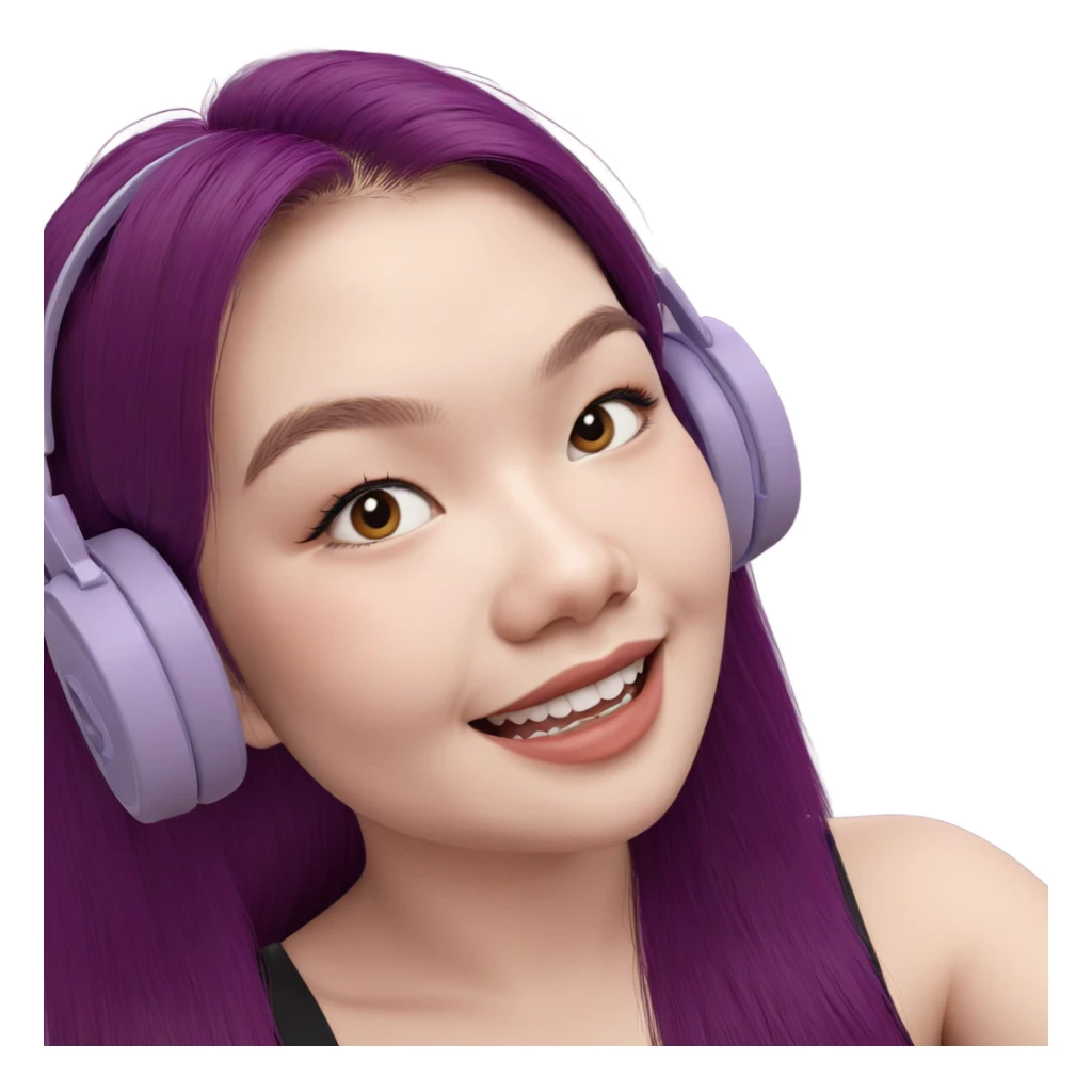 smiling girl with purple hair sticker