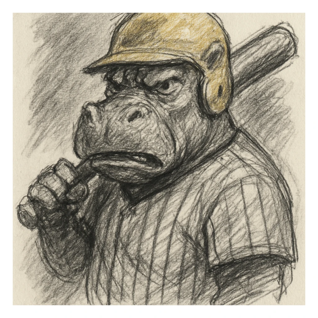 hippo holding a baseball bat, wearing a yellow helmet, pinstripes outfit sticker