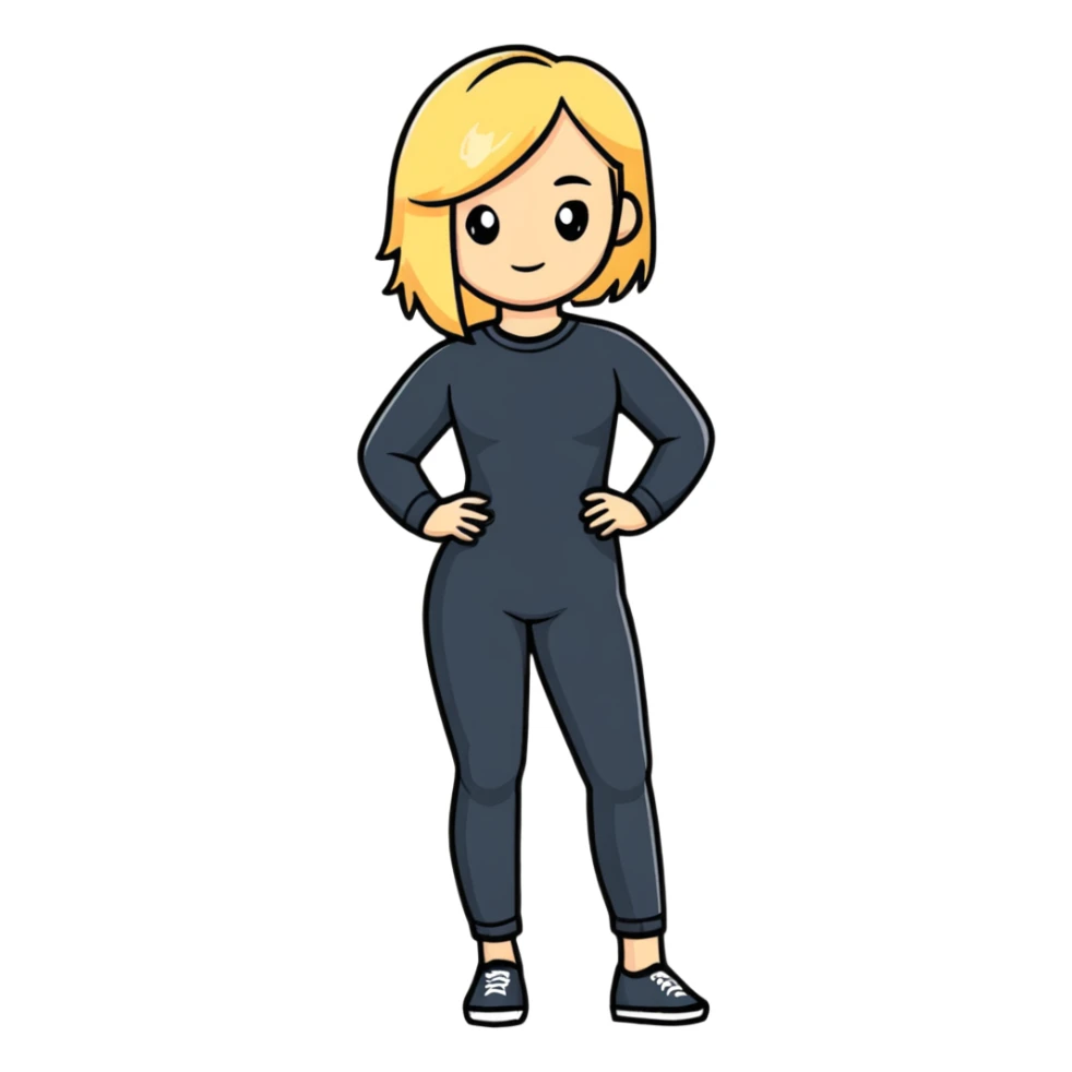 fashionable blonde model in a confident full body pose sticker