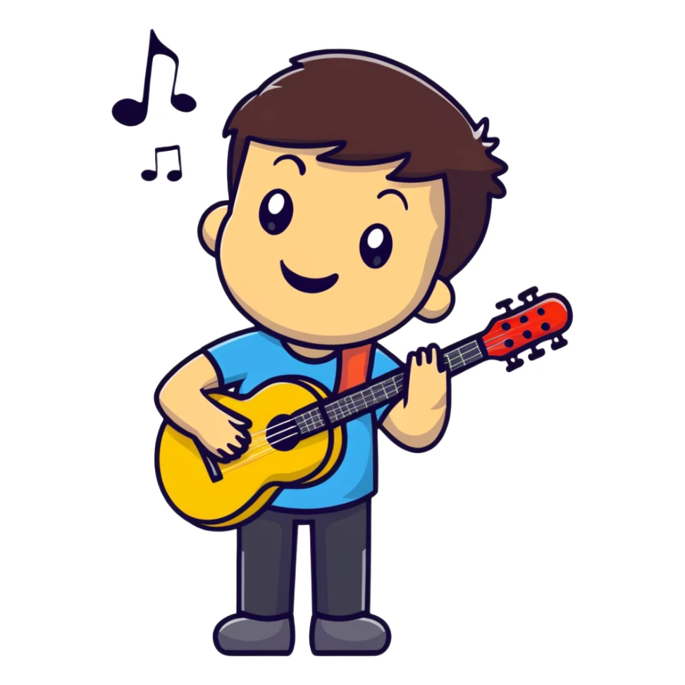 Musician with a confident smile looking up sticker