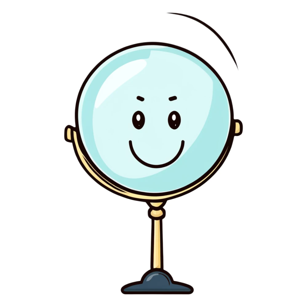 A cute magnifying glass with a happy face sticker