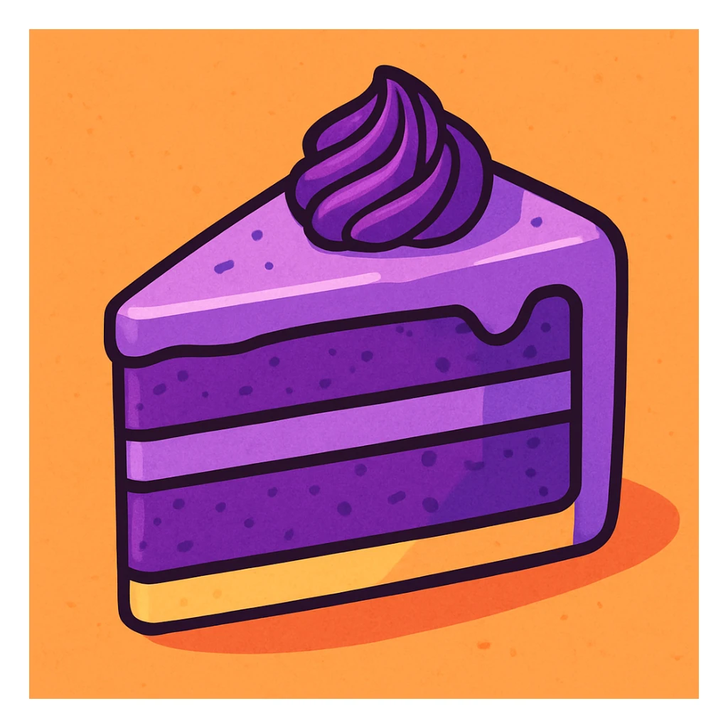 a slice of purple yam cake, stylized illustration sticker