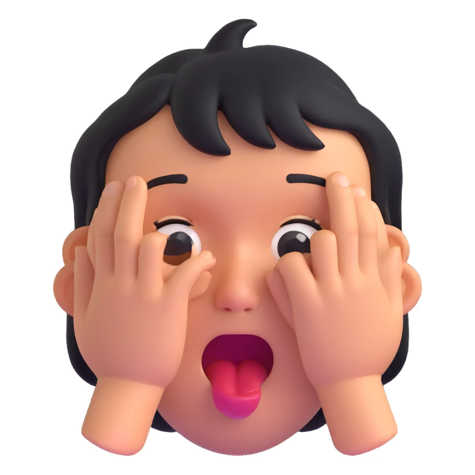 face gagging, embarrassed, shitting sticker