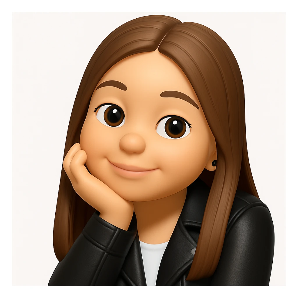 Convert this photo to a 3D emoji in Apple style, keeping the same pose and clothing, no changes to outfit. The style should resemble Apple's 3D emoji style with smooth, rounded features and vibrant colors, maintaining the original outfit and pose exactly. sticker