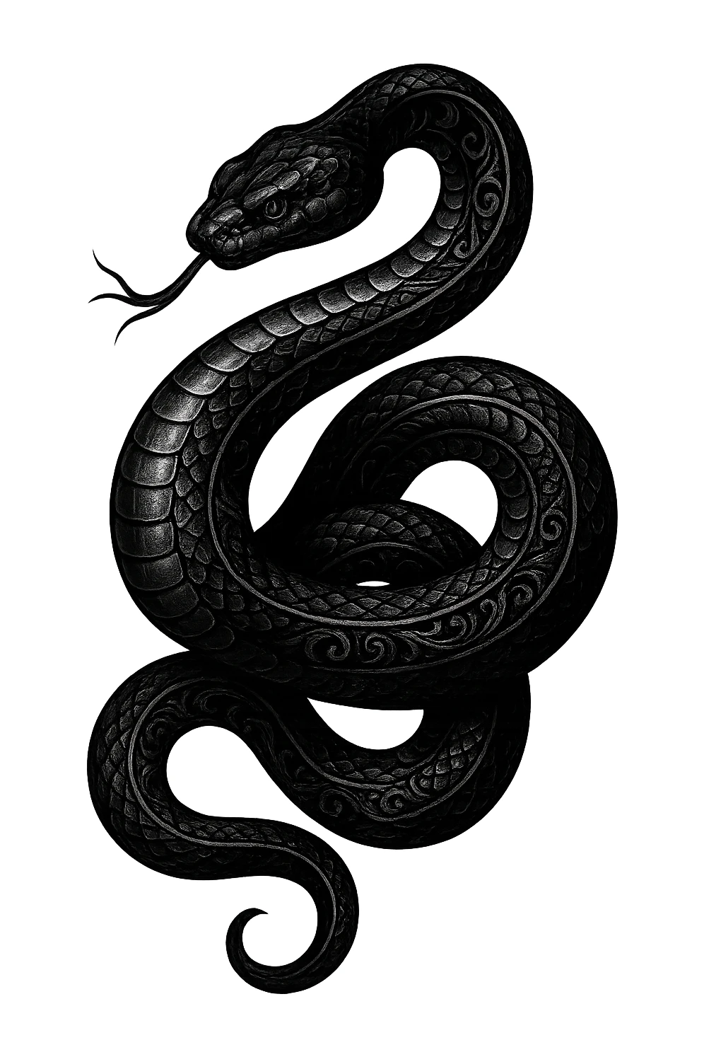 gothic snake, black and silver, intricate and mysterious, no background sticker