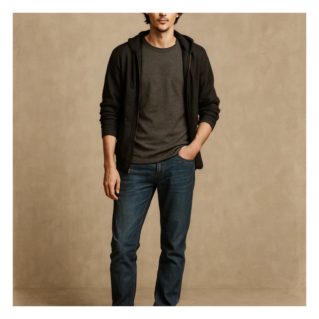 a slender character with dark red hair, brown eyes, casual pose, contemporary look sticker