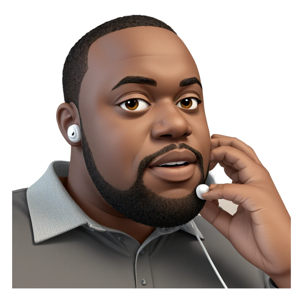 male with earbuds indoors sticker