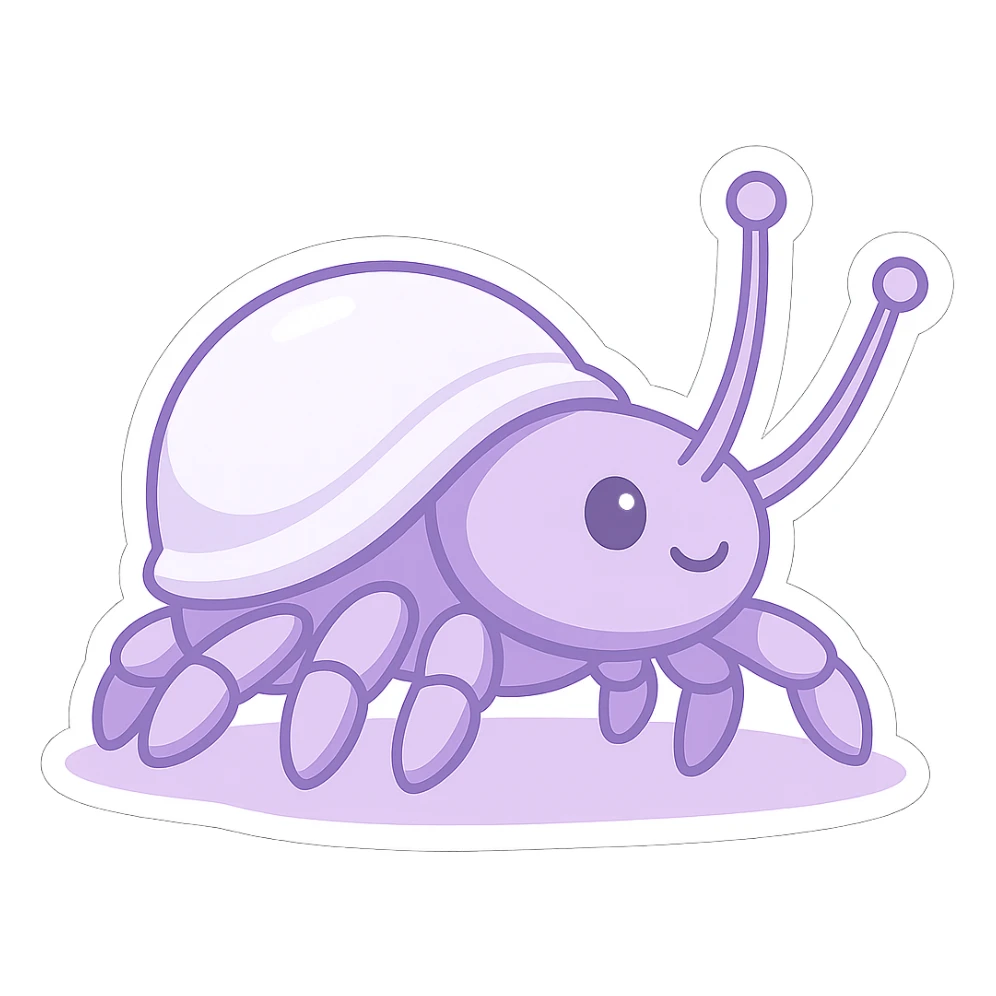 hermit crab should be light violet and the shell should be white, sticker style sticker