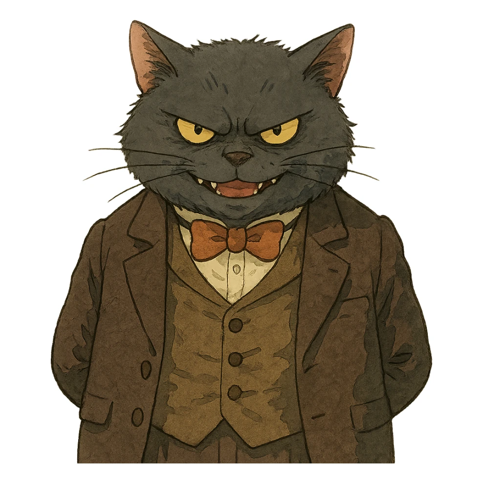 evil British cat sticker