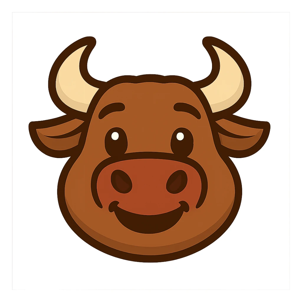 cartoon style smiling bull emoji sticker