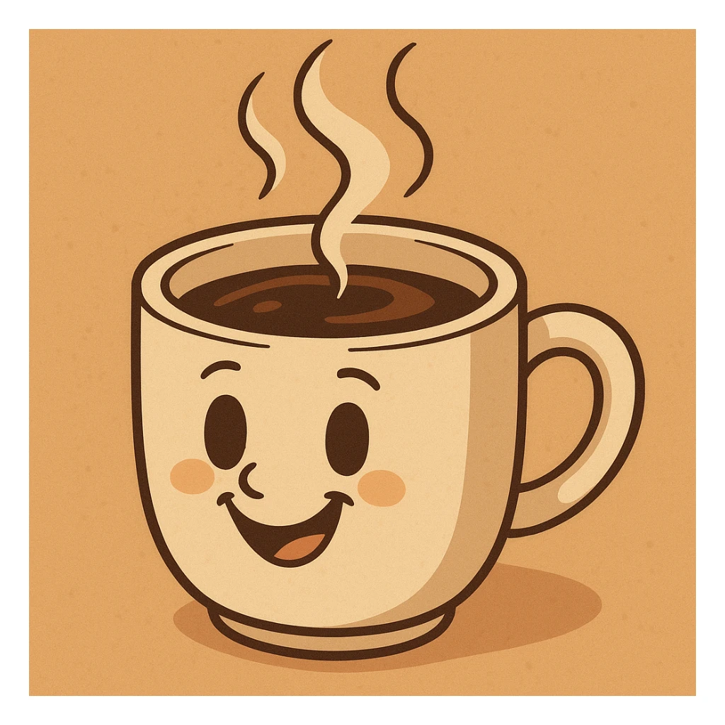 a steaming cup of coffee, inviting and warm, modern style sticker