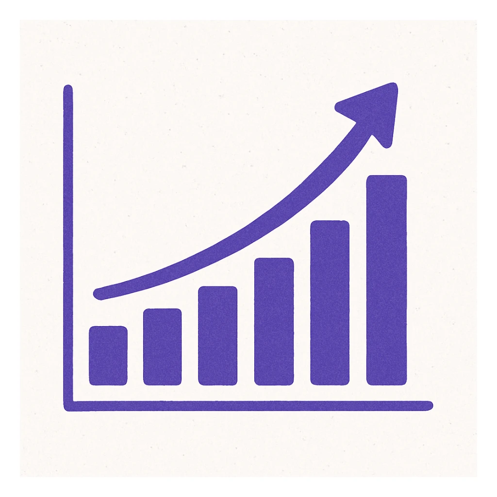 growth graph in purple, general style sticker