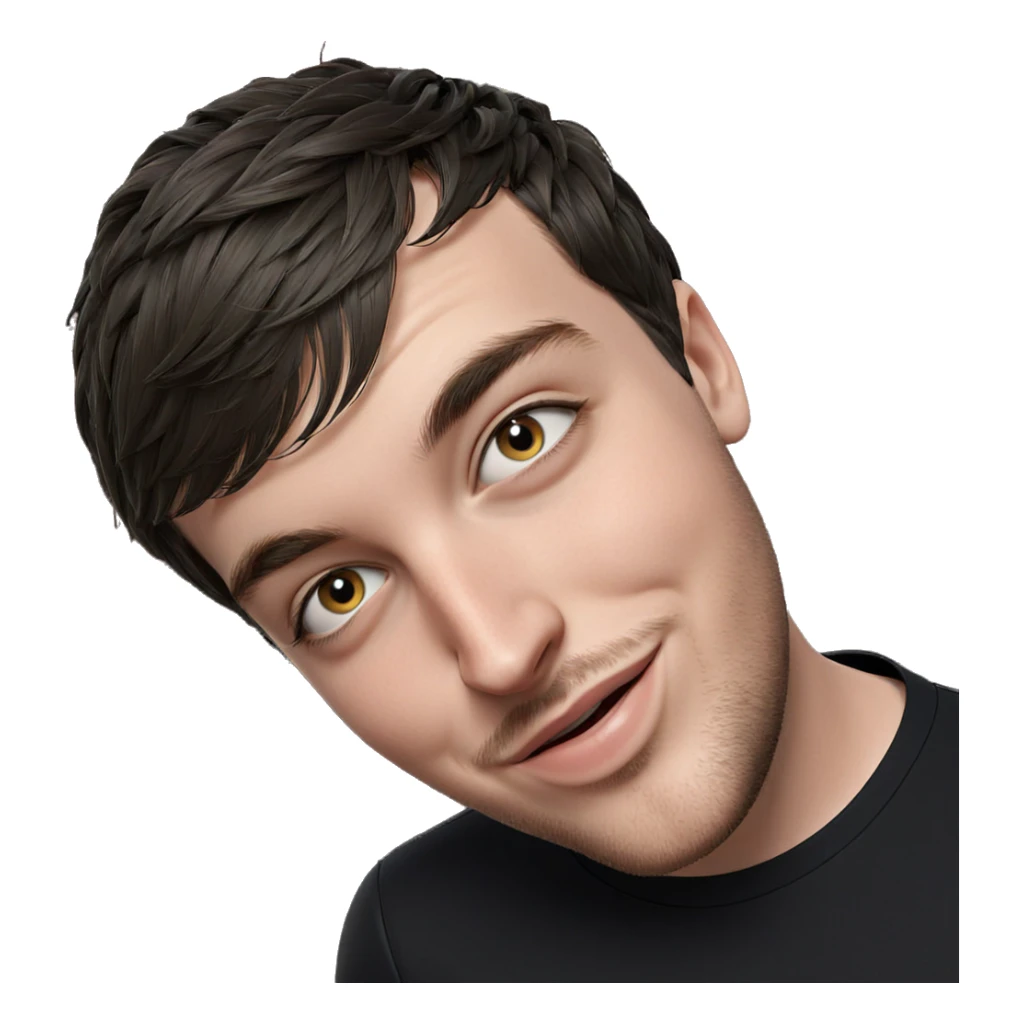 smiling boy in black shirt sticker