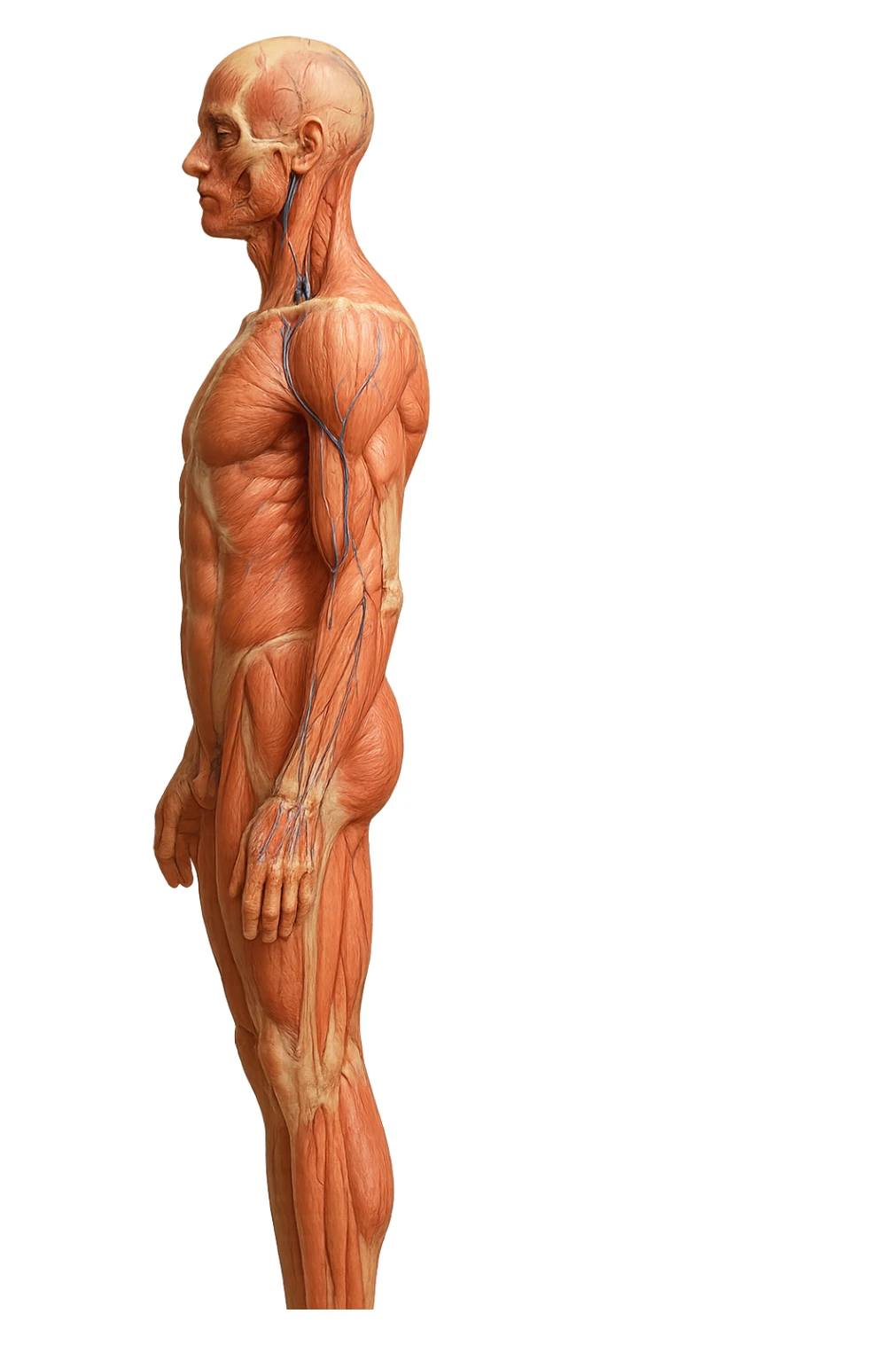 corpo umano anatomico di profilo realistico con schiena piatta, iperrealistico 4k sticker
