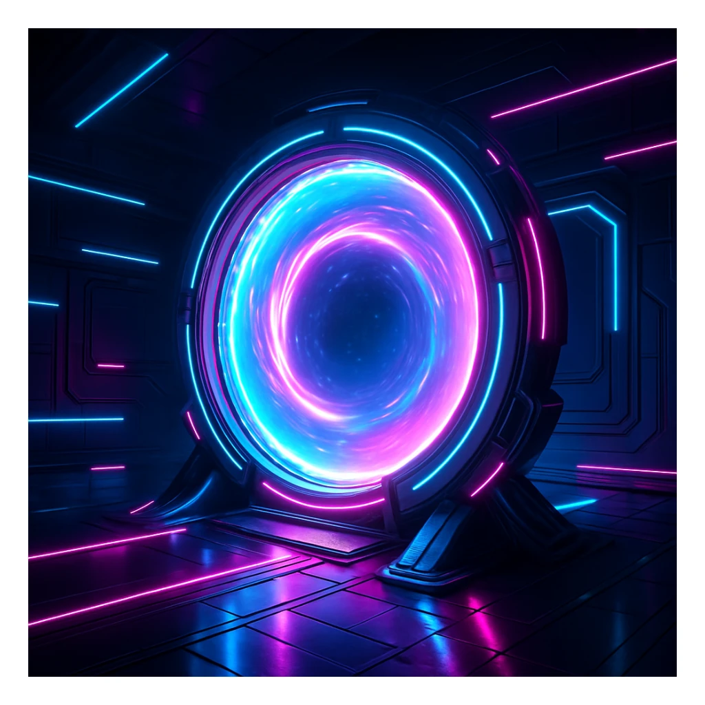 a really cool portal, futuristic, neon lights, sci-fi style sticker